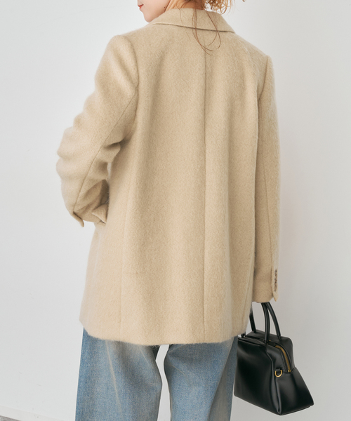 mi。シャギージャケットコート、新品・未使用、完売品 Meiru コート アウター コクーンスリーブシャギージャケットコート