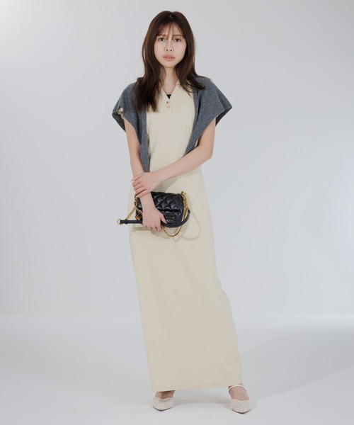 ワンピース puff sleeve polo onepiece（パフスリーブポロワンピース
