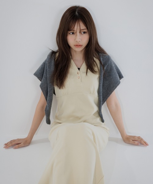 ワンピース puff sleeve polo onepiece（パフスリーブポロワンピース
