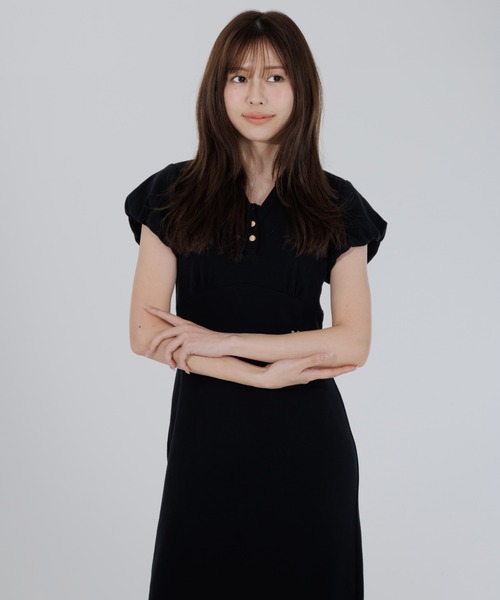 ワンピース puff sleeve polo onepiece（パフスリーブポロワンピース