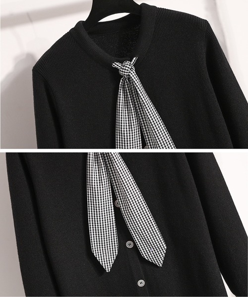 ワンピース チェックボウタイニットワンピース : ZOZOTOWN Yahoo!店