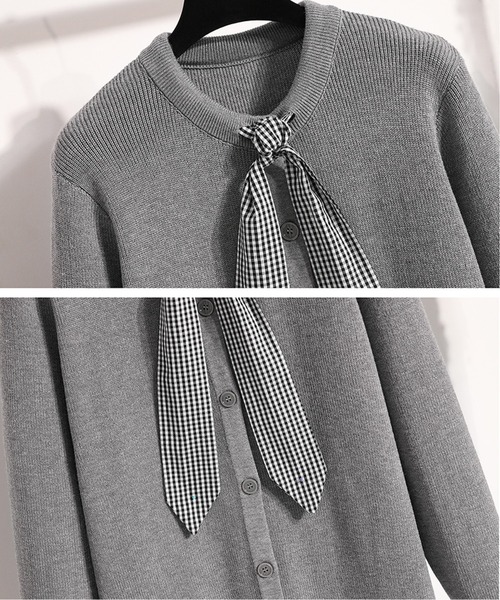 ワンピース チェックボウタイニットワンピース : ZOZOTOWN Yahoo!店