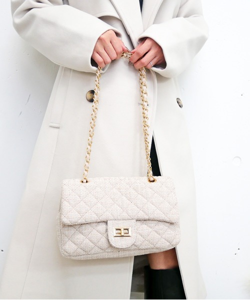 FUN ショルダーバッグ バッグ ツイードチェーンショルダー レディース