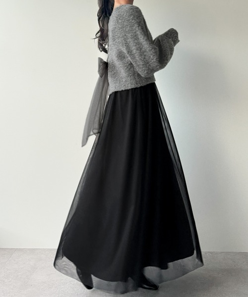 「JUNOAH」 コンビワンピース MEDIUM チャコール レディース_画像7