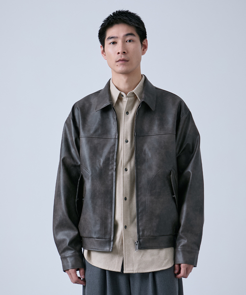 美品　Eddie Bauer A-1 レザーブルゾン　ブラック　Lサイズ Eddie Bauer（エディーバウアー） ブルゾン アウター 別注 フェイク