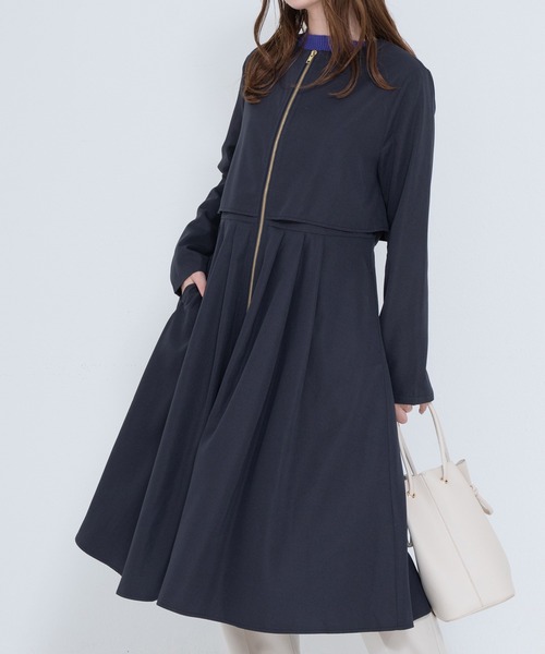 「LAVEANGE」 ノーカラーコート M ベージュ レディース_画像3