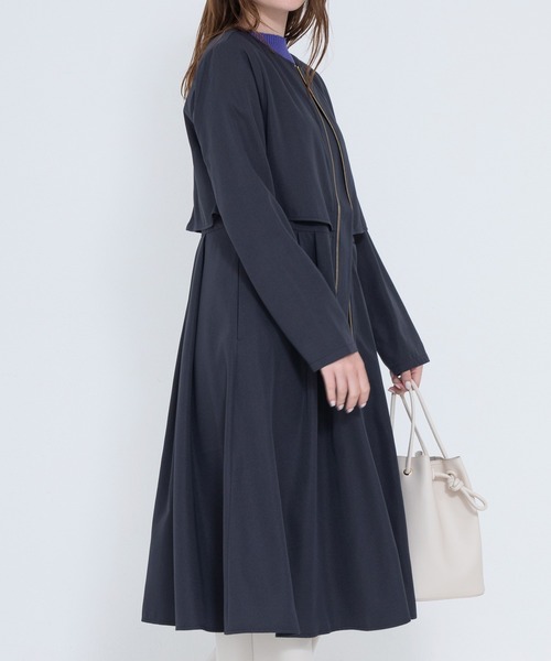 「LAVEANGE」 ノーカラーコート M ベージュ レディース_画像4