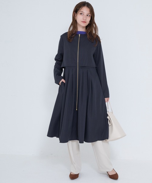 「LAVEANGE」 ノーカラーコート M ベージュ レディース_画像6