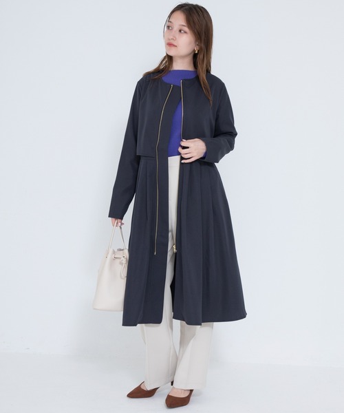 「LAVEANGE」 ノーカラーコート M ベージュ レディース_画像7