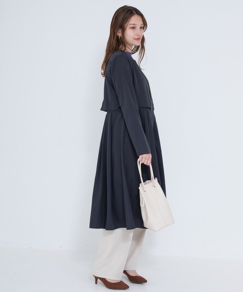 「LAVEANGE」 ノーカラーコート M ベージュ レディース_画像9