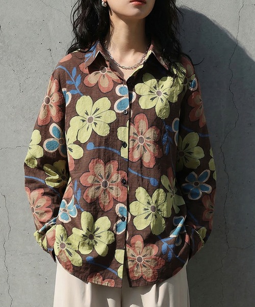 antiqua（アンティカ） ブラウス シャツ 花柄 シャツ レディース 