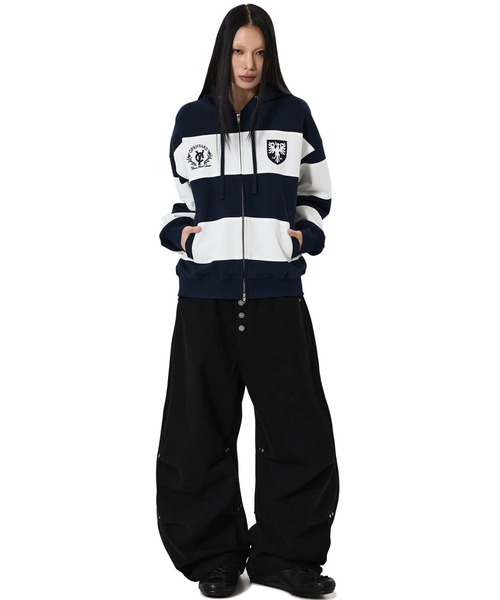 OY（オーワイ） パーカー 「OY/オーワイ」STRIPE EMBLEM HOODIE ZIP UP