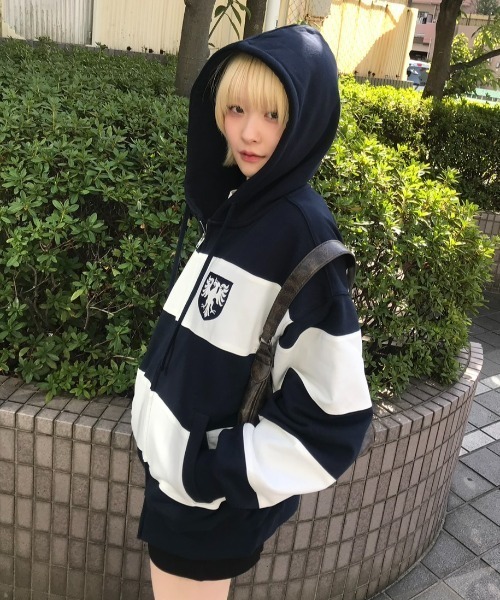 OY（オーワイ） パーカー 「OY/オーワイ」STRIPE EMBLEM HOODIE ZIP UP