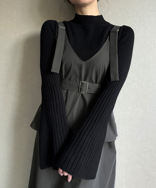 「JUNOAH」 サロペットスカート X-LARGE ネイビー レディース_画像2