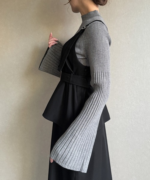 「JUNOAH」 サロペットスカート X-LARGE ネイビー レディース_画像8