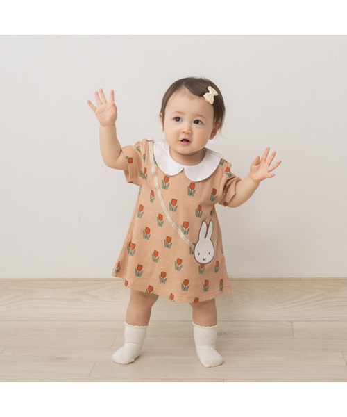 Miffy（ミッフィー） ベビー服 ロンパース 半袖ロンパース 総柄 
