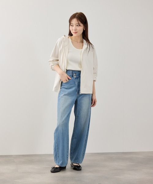 NAVY パーカー uvカット 「SARARI /サラリ」 天竺 UVカット ジップ