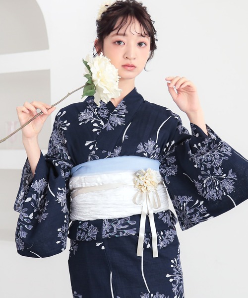 浴衣 金魚柄 黒 dazzy 浴衣セット ナチュラルダスティー 金魚柄浴衣 黒