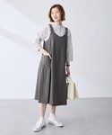 ワンピース カーゴ風ジャンパースカート「撥水」の詳細画像1