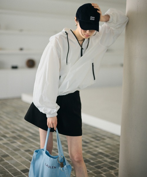 ブルゾン アウター bicolor half zip hooded blouson /バイカラー