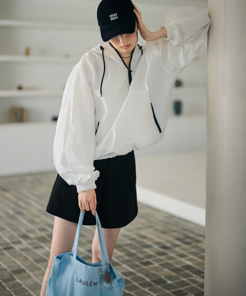 ブルゾン アウター bicolor half zip hooded blouson /バイカラー