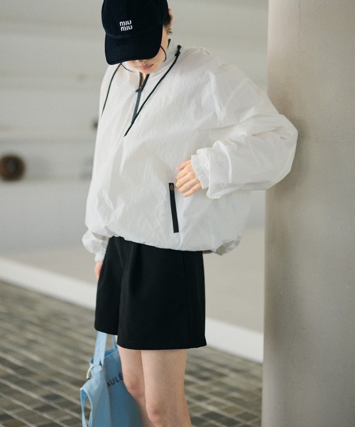 ブルゾン アウター bicolor half zip hooded blouson /バイカラー