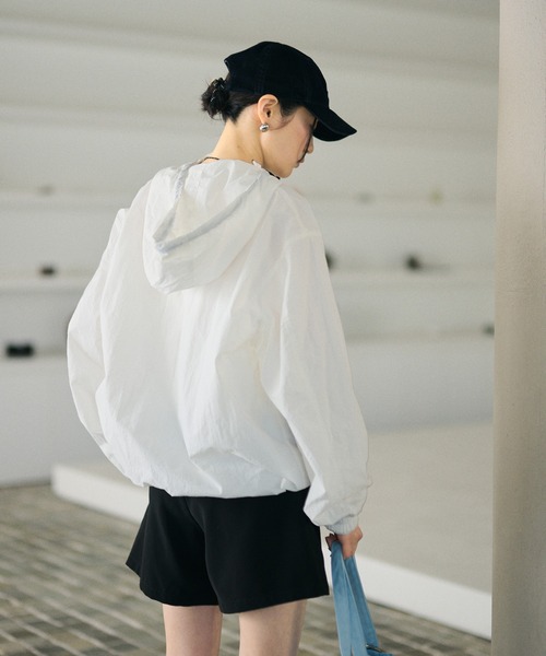 ブルゾン アウター bicolor half zip hooded blouson /バイカラー