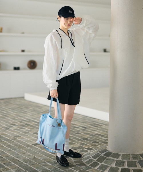 ブルゾン アウター bicolor half zip hooded blouson /バイカラー 