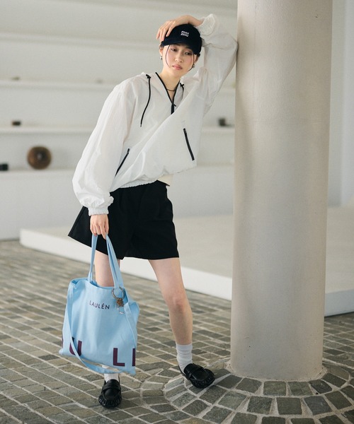 ブルゾン アウター bicolor half zip hooded blouson /バイカラー