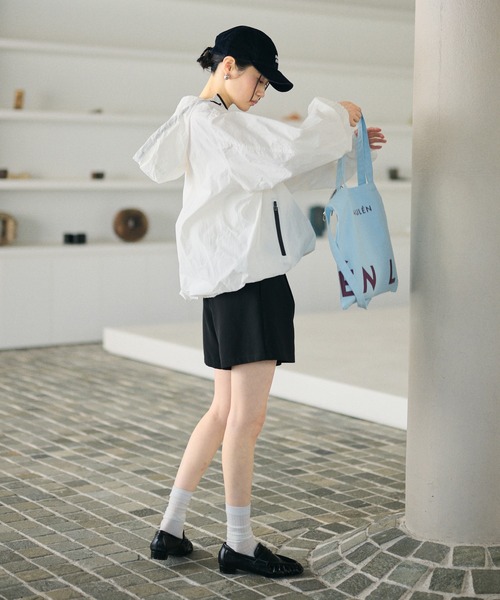ブルゾン アウター bicolor half zip hooded blouson /バイカラー