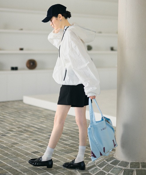 ブルゾン アウター bicolor half zip hooded blouson /バイカラー