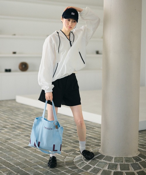 ブルゾン アウター bicolor half zip hooded blouson /バイカラー