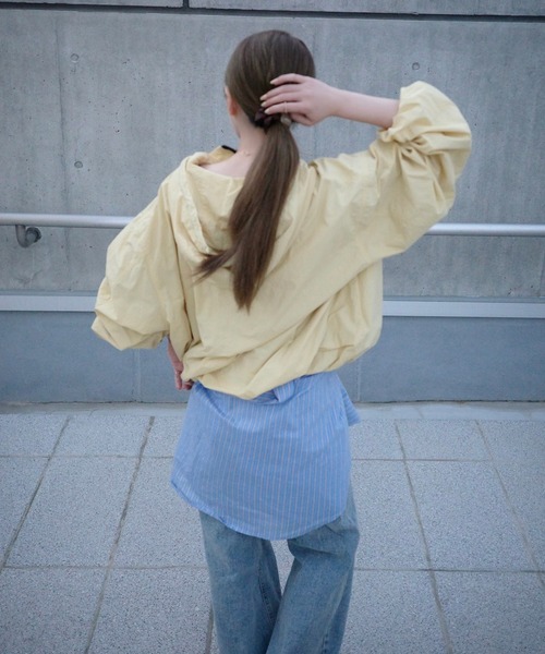 ブルゾン アウター bicolor half zip hooded blouson /バイカラー