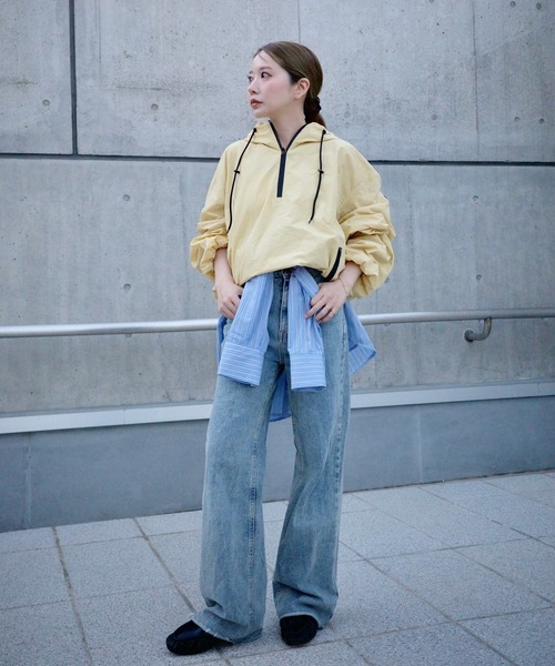 ブルゾン アウター bicolor half zip hooded blouson /バイカラー