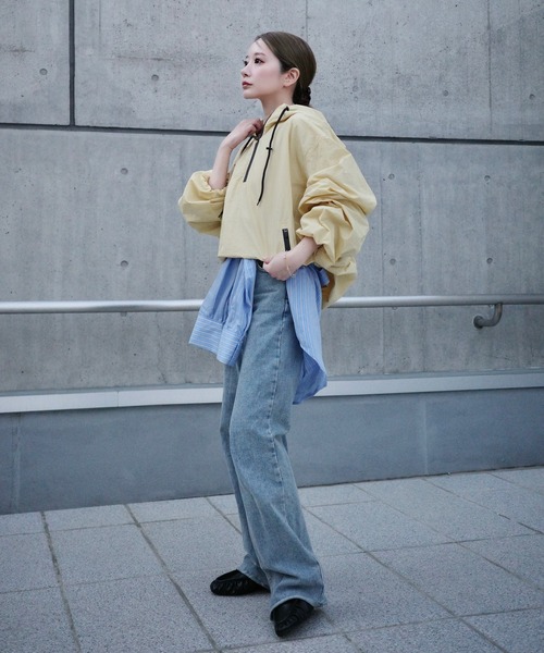 ブルゾンレディース ブルゾン アウター bicolor half zip hooded blouson /バイカラー