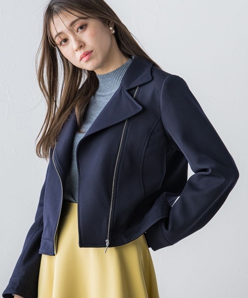 「QUEENS COURT」 ライダースジャケット 1 ベージュ レディース_画像2
