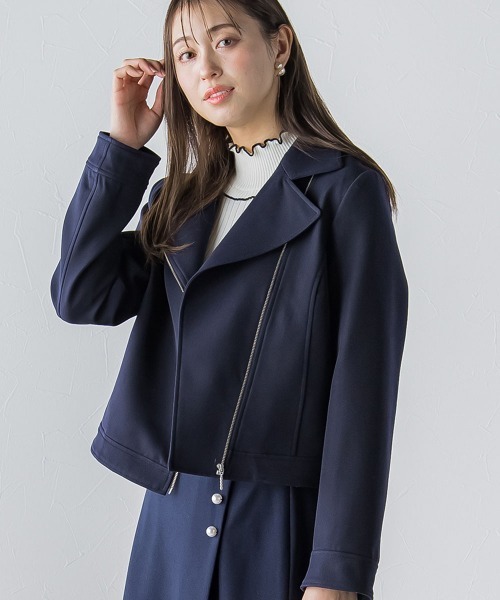 「QUEENS COURT」 ライダースジャケット 1 ベージュ レディース_画像6