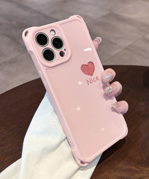 c.u.l スマホケース ストラップ付 ワンポイントハート iPhoneカバー