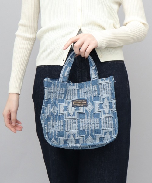 トートバッグ ネイティブ柄 ジャガード織りデニム ミニトートバッグ HARDING（ハーディング）柄 レディース メンズの画像
