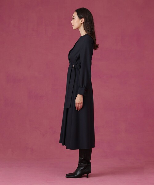 ANAYI シアリプブリーツドッキングワンピース 36 ネイビー アナイ ANAYI（アナイ） 長袖ワンピース 36 ネイビー レディース : ZOZOTOWN