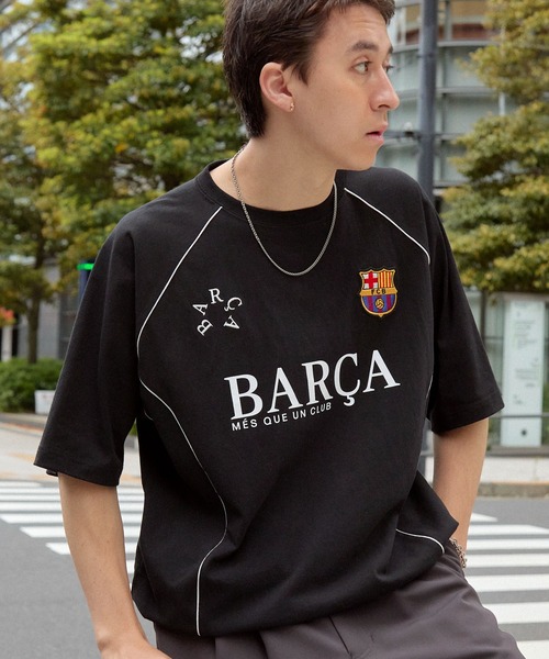 日本未販売バルセロナ Tシャツ 半袖 黒/青 MONO-MART（モノマート） tシャツ 「FC BARCELONA/FCバルセロナ」別注