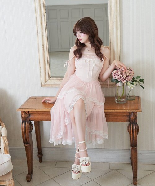 ワンピース 「Belle Charme」Chiffon Tiered Onepieceの画像