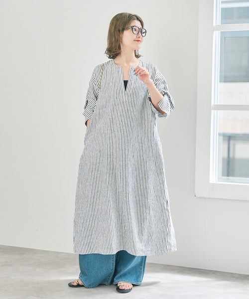 ワンピース TICCA リネンツイストスリーブワンピースの画像