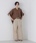 ワイドパンツ パンツ サッカーツータックワイド...の詳細画像2