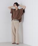 ワイドパンツ パンツ サッカーツータックワイド...の詳細画像4