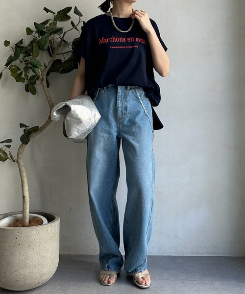 「DouDou」 半袖Tシャツ FREE ブラック レディース_画像5