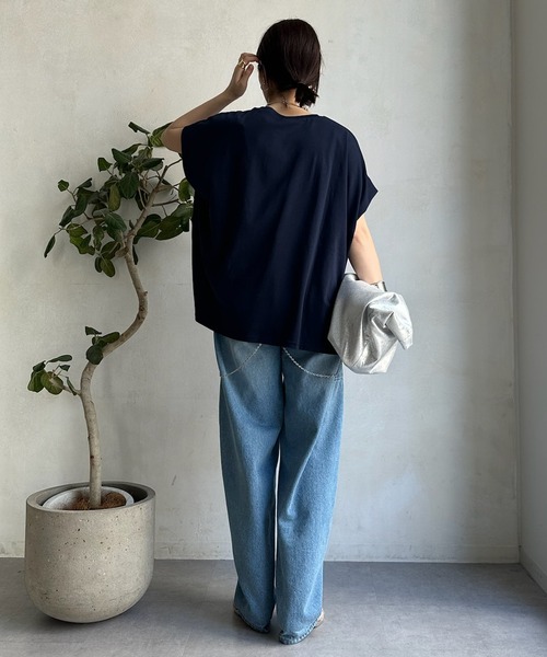 「DouDou」 半袖Tシャツ FREE ブラック レディース_画像6