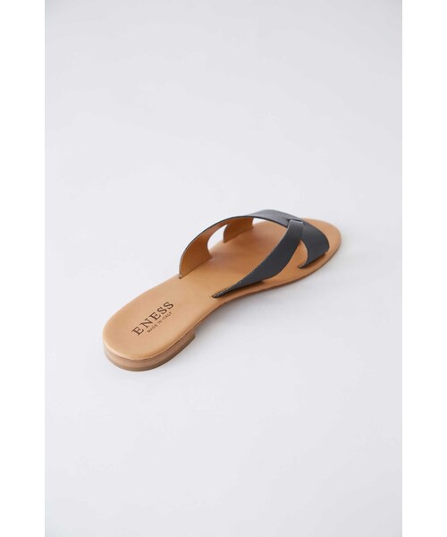 「eness」 フラットサンダル 23.5cm ブラック レディース_画像2