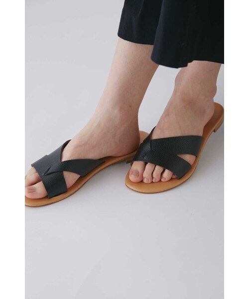 「eness」 フラットサンダル 23.5cm ブラック レディース_画像4