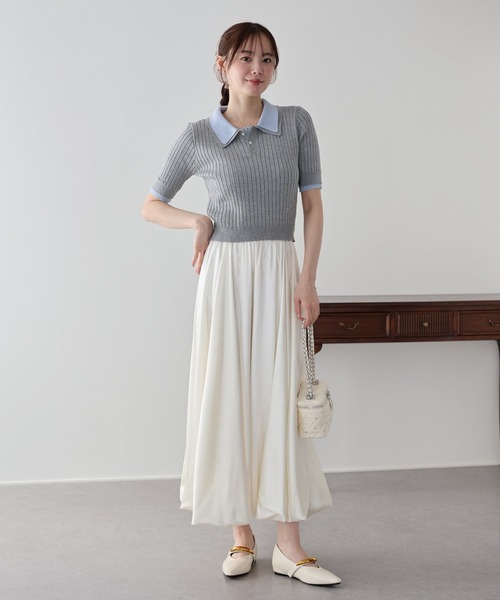 「BLUEEAST」 半袖ニット MEDIUM アイボリー レディース_画像6